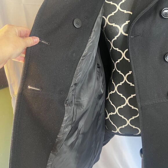 Michael Kors Black Double Breasted Wool Blend Classic Pea Coat Size XL - Picture 6 of 11